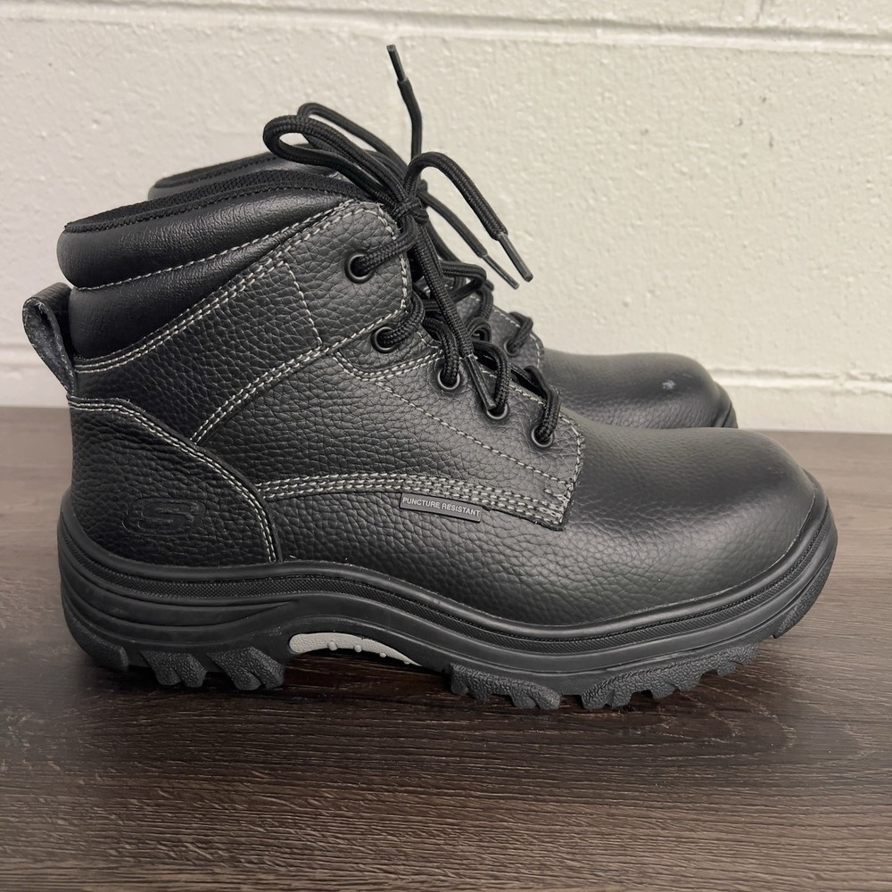 Skechers Work Puncture Resistant Safety Boots Mens 10 Wide Black Slip Resistant